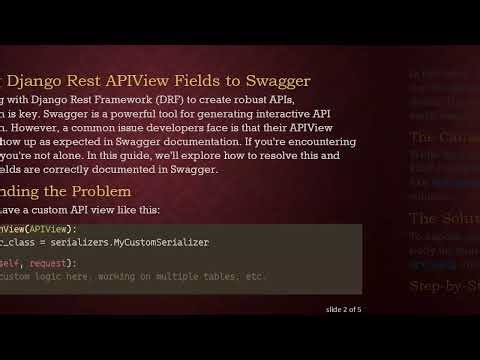 How to Expose Django Rest APIView Fields to Swagger