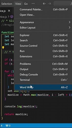Enable Word Wrap in VS Code to Wrap Code to Next Line
