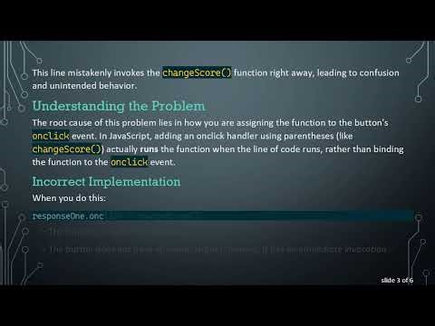 Solving onclick Function Issues in JavaScript Quiz Applications