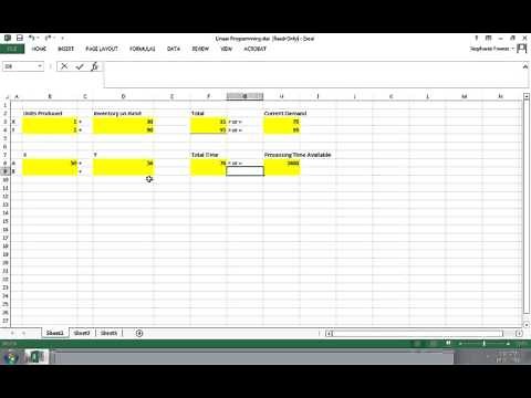 Linear Programming using Excel Solver