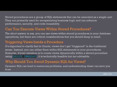 Unlocking the Power of Views in Stored Procedures: A Guide to Efficient Oracle PL/SQL Coding