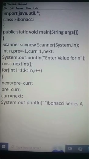 How to find Fibonacci series in java💯👩‍💻🖥️Programming in java #java #new #shorts #learn #programming