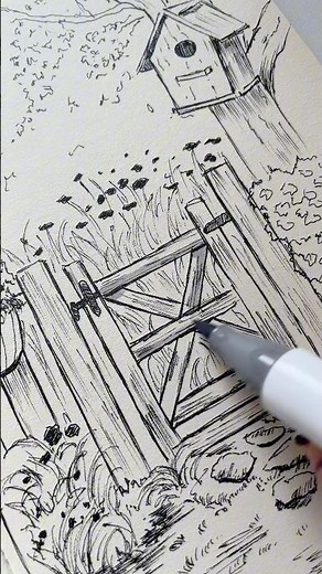 ASMR draw with me #inkdrawing #fountainpen #garden