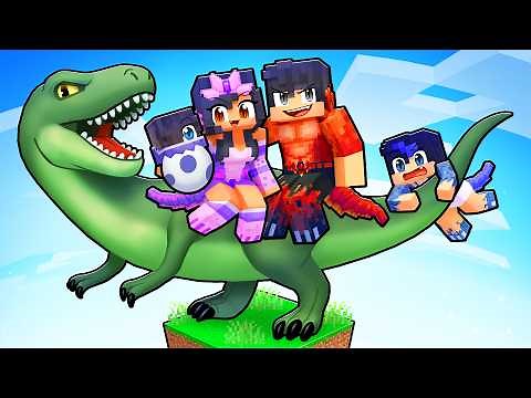 Playing as a DINOSAUR FAMILY on ONE BLOCK!