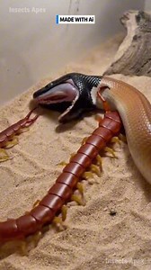 2.5M views · 17K reactions | The unstoppable Desert Centipede sinks its venom into the Python. Witness the ultimate high-stakes clash for territory and survival. #NatureClash #DesertSurvival #Python #Centipede #WildEncounters ⚙️ AI-generated nature dramatization — no real creatures involved. | Insects Apex | Facebook