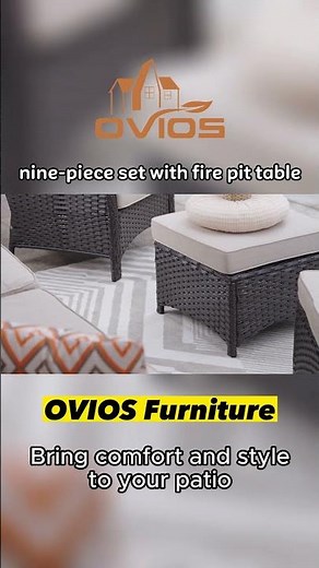 Ovios Patio Conversation Set 5-Piece with Cushions Kenard Curved Handrest