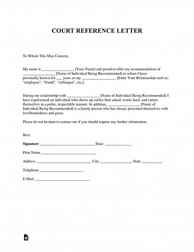 Character Reference Letter (for Court) Template – Sample