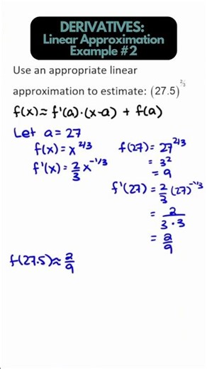 DERIVATIVES: Linear Approximation Example 2 (Calculus) #maths #calculus #apcalculus #derivatives