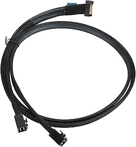 Pomya for MCIO 8i to 2 x SFF 8643 Cable, PCIe 5.0 32GT / s High Speed for MCIO X8 to Mini SAS HD SFF 8643 Cord for Server Data Center 31.5in, Stable Connection