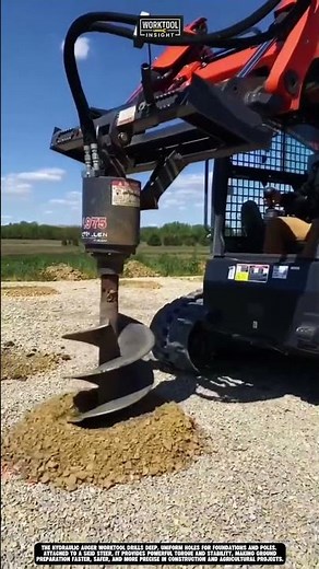 Drilling foundation holes accurately using hydraulic auger worktool