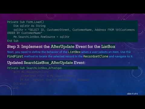 Navigating Records in MS Access Using a ListBox