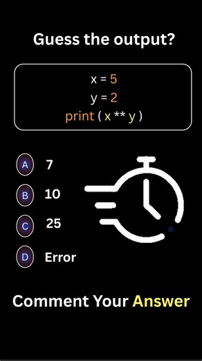 Divyanshi on Instagram: "Can you guess the output of this Python code? 👇 Drop your answer in the comments: A, B, C, or D ⬇️ I’ll reply to every comment with a clear explanation✅ Follow @analytics_with_divyanshi for more. #Python #PythonProgramming #coding #programming #fypppppppppppppppppppppppppppppppppppppppppppppppppppppppppppppppppppppp PythonCode PythonQuiz LearnPython, PythonTips PythonForBeginners, DataScience TechLearning PythonTricks 100DaysOfCode CodeLife CodeChallenge TechTips Python