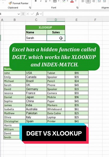 Master Excel's DGET Function for Dynamic Data Retrieval
