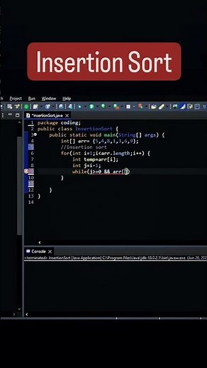 Insertion Sort | java | Array | #coding #java #programming