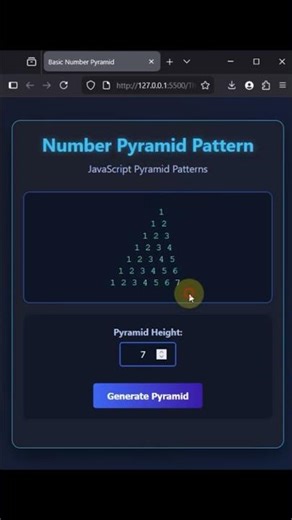 Build a Number Pyramid Function using JavaScript Interview Questions #javascript #html #css #pyramid