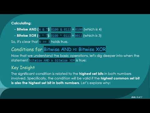 Understanding When Bitwise AND is Greater Than or Equal to Bitwise XOR
