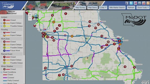 Missouri traveler information map from MoDOT