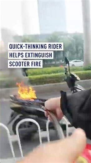 Quick-thinking rider helps extinguish scooter fire