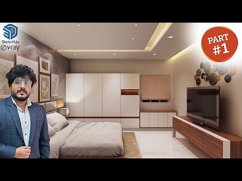 Part - 1 || SketchUp Turtorial || Bedroom interior with V-ray