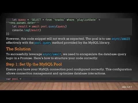 Properly Using async/await for Database Queries in JavaScript