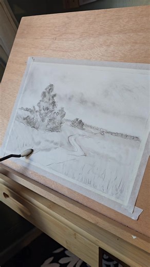 First Time Trying Landscape Drawing with Charcoal