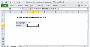 Search entire worksheet for value