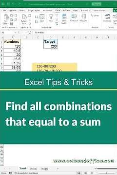 How to find all combinations that equal a given sum in Excel?