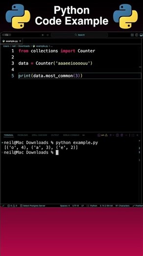 Python Example: Get the First Three Elements from a Counter Object #shorts