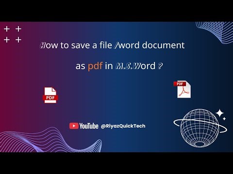 How to save a file or word document as pdf in M S Word
