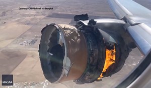 VIDEO: Damaged, burning jet engine shows terrifying moments as plane shed parts above Colorado