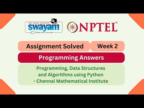 Programming, Data Structures And Algorithms Using Python Week 2 || NPTEL 2025 #nptel #myswayam