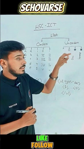 "📚 HSC ICT Quick Tip! Learn how to create Ordered & Unordered Lists in HTML in just 50 seconds |