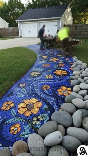 This Backyard Mosaic Pathway Turned Out Better Than Expected #diy #garden #satisfying