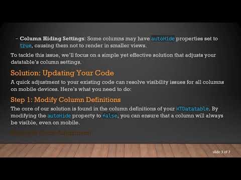 Make All Columns Visible on Mobile in KTDatatable