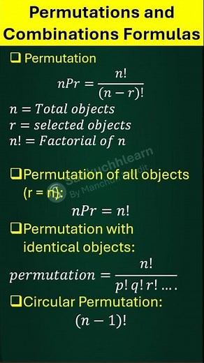 All Permutations and Combinations Formulas | Quick Maths Revision in 60 Seconds #maths