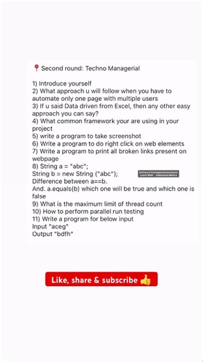 2025 - Infosys Interview Questions for QA Automation Engineers