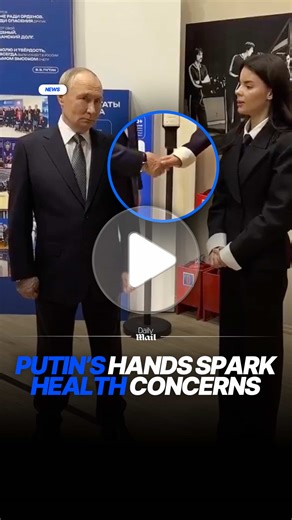 A handshake between Vladimir Putin and a health expert has sparked debate over his health as eagle-eyed viewers spotted bulging veins in his hands and unusual fist-clenching. Putin, 73, met with Yekaterina Leshchinskaya, 22, the chair of the Russian Healthy Fatherland movement, to discuss the possibility of banning the sale of e-cigarettes in the country when the marks on his hands were noticed. As he reached to shake the woman's hand, the Russian leader's right hand was seen with visible bulgin