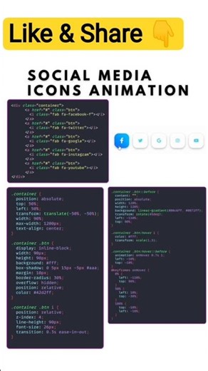 ✨Social Media Icons Animation #css #javascript #js #html #animation #webdevelopment #hovereffects