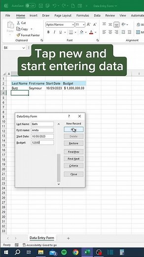 Data Entry Form in Excel‼️ #excel
