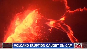 Fiery volcano eruption caught on camera