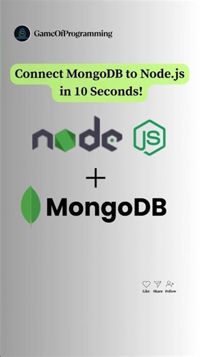 Connect MongoDB to Node.js in 10 Seconds 👨‍💻#coding #programming #mongodb #nodejs #music #shorts