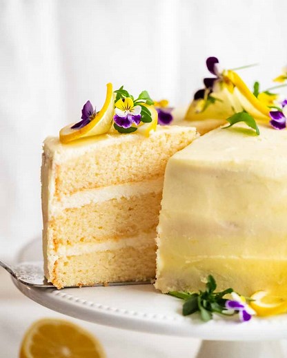 Lemon Cake with Fluffy, Less-Sweet Lemon Frosting