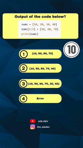 Python Interview Quiz #5 | Can You Pass This in 10 Seconds? 🧠🔥 #shorts