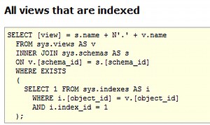 Finding SQL Server views with (or without) a certain property