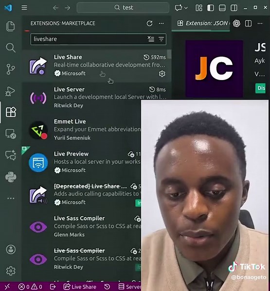 Must-Have VS Code Extensions Every Developer Should Use If you’re serious about coding, these VS Code extensions will save you time and boost productivity 👇🏽 ✅ Live Server — instantly preview your web projects ✅ Prettier — keep your code clean and readable automatically ✅ JSON Crack — visualize and understand complex JSON files ✅ Live Share — collaborate with other devs in real time ✅ Emmet — write HTML & CSS faster with smart shortcuts Set up your editor the right way — tools matter.