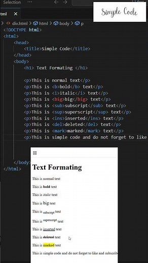 Quick Guide to Text Formatting in HTML #webdevelopment #htmltutorial