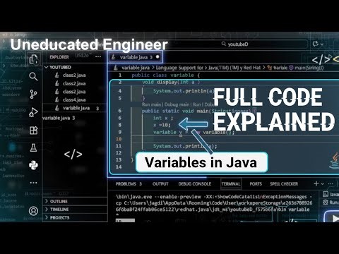 Full code explained of Variables in java | DSA in java