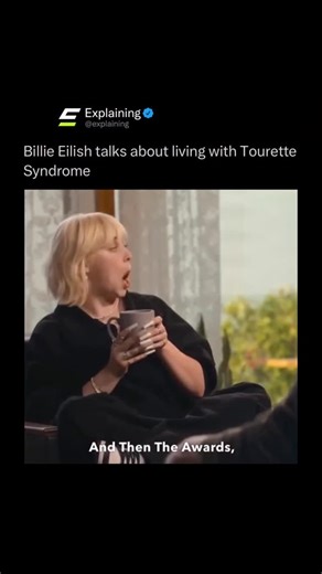 Explaining on Instagram: "Billie Eilish has been open about living with Tourette’s syndrome, a neurological condition she was diagnosed with at just 11 years old. Her tics are mostly subtle, such as raising an eyebrow, clicking her jaw, or flexing certain muscles, but they are a constant part of her daily life. As she has explained herself, she “never doesn’t tic at all,” even if most people don’t notice right away. While the condition can be physically and mentally exhausting, Billie has notice