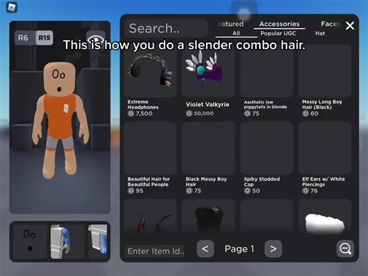 Slender Hair Combos Tutorial in Roblox