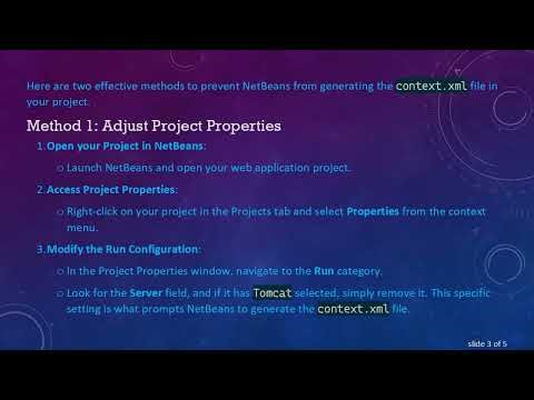 How to Prevent NetBeans from Generating context.xml in Your Web Application Project